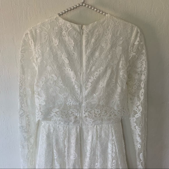 ASOS BRIDAL EDITION Grace Lace Long Sleeve Crop Top Maxi Wedding Dress - Picture 14 of 16